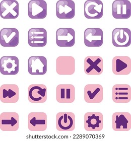 Game UI buttons. Set of stickers with levels, loading scale and other attributes of mobile app. Menus, indicators and rewards in video game. Cartoon flat vector collection isolated on white background