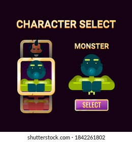 Game Ui Character Selection Pop Up For 2d Gui Interface Vector Illustration