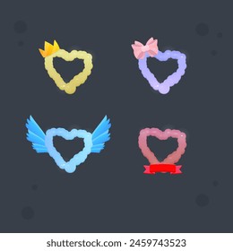 Juego UI Cloud Hearts Set Amarillo Púrpura Azul Cielo Rojo Vector Aislado Diseño