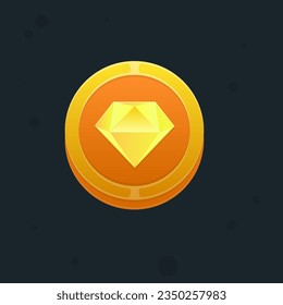 Game UI Coin Icon Gold Diamond  Money Golden Crown Vector Design