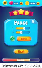 Game ui complete menu of graphical user interface GUI to build 2D games. Casual Game. Vector. Can be used in mobile or web games. - Vector 