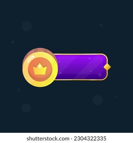 Game UI Dark Glamour Golden Coin Bar Button With Golden Vintage Border Glass Style Vector Design