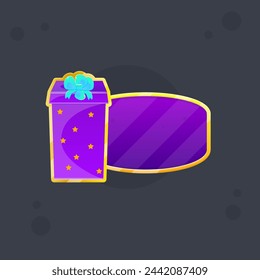 Game UI Dark Glamour Purple With Stars Gift Bar Button With Golden Vintage Border Glass Style Vector Design