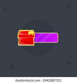 Game UI Dark Glamour Red Romantic Gift Bar Button With Golden Vintage Border Glass Style Vector Design