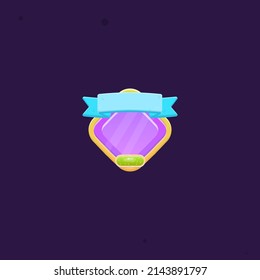 Game UI Diamond Icon Silhouette Window Pop Up With Button And Header Pink Purple Cute Cartoon  Vector Design