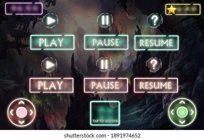 Game ui different screens design.