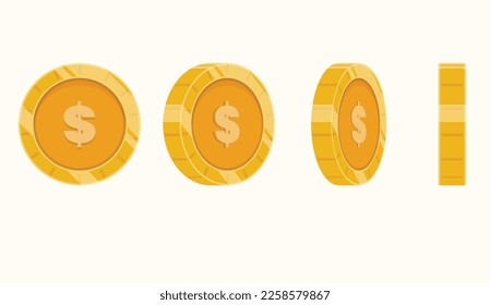Game ui elements. set of gold coins