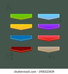 Game UI Flags Header Juisy Colorful Set Blue Green Red Pink Yellow Purple Vector Design