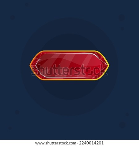 Game UI Glamour Glossy Oval Button Icon Dark Red With Golden Vintage Border Gem Vector Design