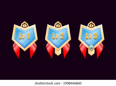 medallas de insignia de diamante dorado con cinta roja