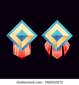 game ui glossy golden diamond rank badge medals