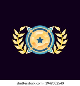 medallas de insignia de diamante redondeado con laurel
