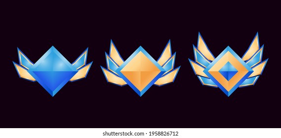 Game Ui Golden Diamond Rank Badge Medals With Wings