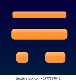Game UI GUI Set  Orange Windows Buttons Headers Bar Cute Cartoon Style Vector Design