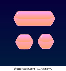 Game UI GUI Set Polygonal Pink Orange Windows Buttons Headers Bar Cute Cartoon Style Vector Design
