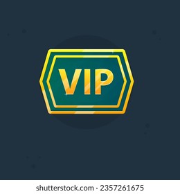 Game UI Hexagon Symbol für VIP-Münze für Casino oder Slots oder Belohnung Badge Page Gewinner GUI Glossy Glamour Golden Luxury Green Vectordesign