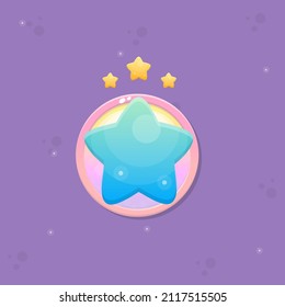 Game UI Icon Blue Star Circle Button Stars Magic Cartoon Cute Colorful Vector Design