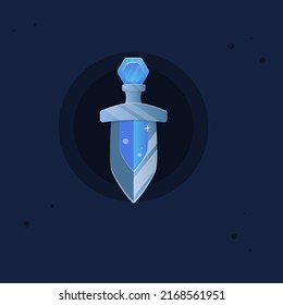 Game UI Icon Of Blue Sword Of Ice Crystal Kingdom Cute Cartoon Colorful Vector Design