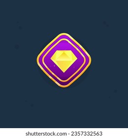 Game UI Icon Of Gold Diamond Coin For Casino Or Slot Or Reward Badge Page Winner GUI Glossy Glamour Golden Orange Vector Design