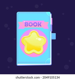 Icono de la interfaz de usuario Diseño vector de marcadores azul rosa rosa rosa azul de la cinta amarilla del libro mágico de la historia