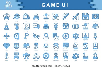 The Game UI icon set defines key elements of gaming interfaces such as interaction, status, and navigation, ideal for game design, player experience, and mobile or console development.