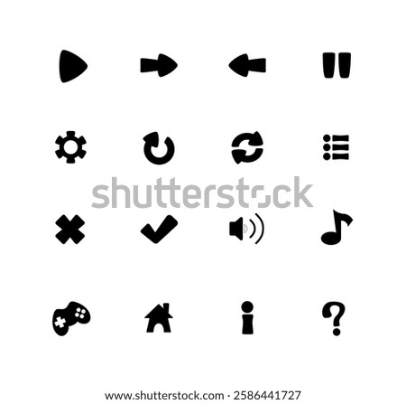 Game UI icons. Mobile application or game interface elements. Cartoon colorful design. Stickers or labels for user interface