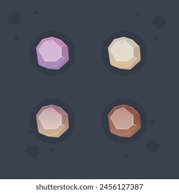 Juego UI Iconos Set Gris Marrón Piedras En Diferentes Colores Aislado Diseño De Vector