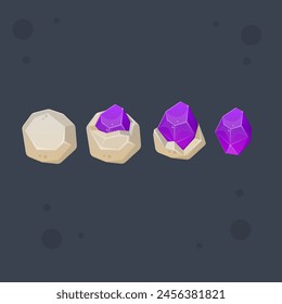 Game UI Icons Set Grey Brown Stone Broken mit Juwelen-Levels Isolated Vektorgrafik Design