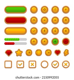 Iconos del kit de interfaz de usuario de juego en fondo oscuro. Vector