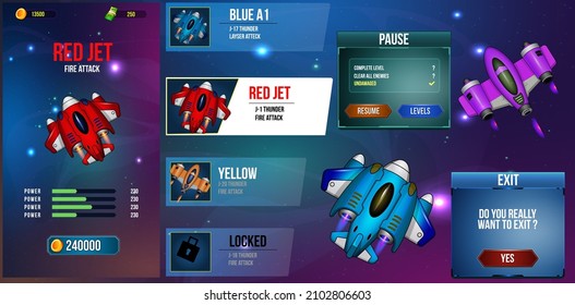 Game Ui Kit with Menus, pop up, screens and Game elements 