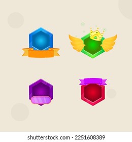 Game Ui Level Icons Set Frames Hexagons Cute Flatscreen Vektordesign