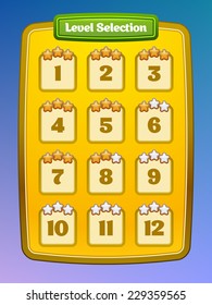 Game UI. Level select. Vector eps 10.