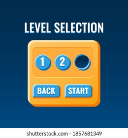 Game ui level selection board interface suitable for 2d gui asset elements vector illustration
