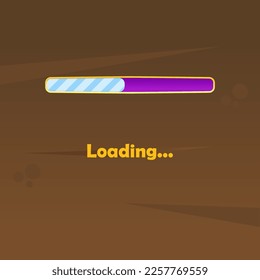 Game UI  Loading Page Bar In Cartoon Purple Gold Classic Colorful Cute Style For Casual Games Vector Design