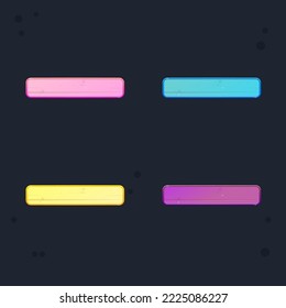 Juego UI Larga Barra Horizontal Set Color rosa Naranja Púrpura Vidrio de Madera Bordes Sweet Soft Cute Colorido Caricatura Glossy Vector Diseño