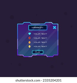 Game UI Mission Hud Sci Fi Futuristic Frame Pop Up Window  Blue Purple  Vector Design