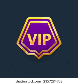 Game UI Nonagon Icon Of VIP Coin For Casino Or Slot Or Reward Badge Page Winner GUI Glossy Glamour Golden Luxury Purple Vector Design