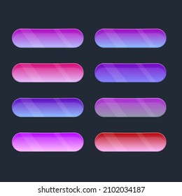 Game UI Oval Buttons With Line Rays In Pink Purple Colors Vector Design