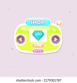 Juego UI Oval Cute Window Ver Diamante Precio Yellow Blue Pink Cartoon Colorous Light Vector Diseño
