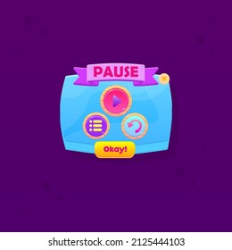 Game UI Pause Pop Up Blue Sky Ice Stone Cute Colorful   Vector Design