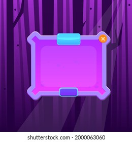 Game UI Pop Up Window Background Wallpaper Cartoon Magic Mystical Fantasy Forest  Trees With Branches  Dots In Fog  Dark Purple Vector Design 