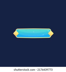 Game UI Pop Up Window Bar Button  With Golden Border  Blue Sky  With Bubbles Cute Colorful Cartoon Vector Design