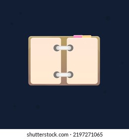 Game UI Pop Up Window Or Barrer Note Book Brown And Beige Pages Cute Cartoon Vector Design