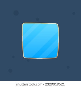 Game UI  Pop Up Window  Blue Jewel Window With Golden Borders Cute Cartoon  Vector Design