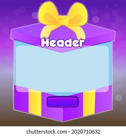 Game UI Pop Up Window Cartoon Purple Yellow Gold Gift Present  Cute Colorful  Vector Design