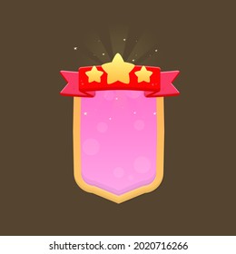 Game UI Pop Up Window Cartoon Pink Royal Kingdom Winner Stars Ribbon  Cute Colorful Stars Rating Vector Design