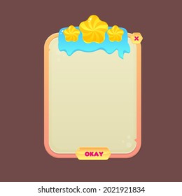 Game UI Pop Up Window Cartoon Beige Grunge Vintage Cute Colorful Stars Dessert Rating Vector Design