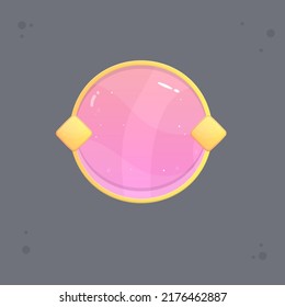 Ventana emergente de interfaz de usuario de juego en color rosa Jugoso y diseño de vectores de color de borde dorado