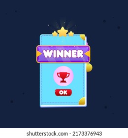 Game UI Pop Up Window Reward Winner Stars Pink Orange Golden Treasure  Abstract Cute Cartoon Colorful Bright Blue Book  Cute Cartoon Colorful Vector Design
