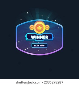 Game UI Pop Up Window Reward Page Winner Coins Oval Rectangular Form Blue Purple Abstract  Cute Cartoon Vector Design